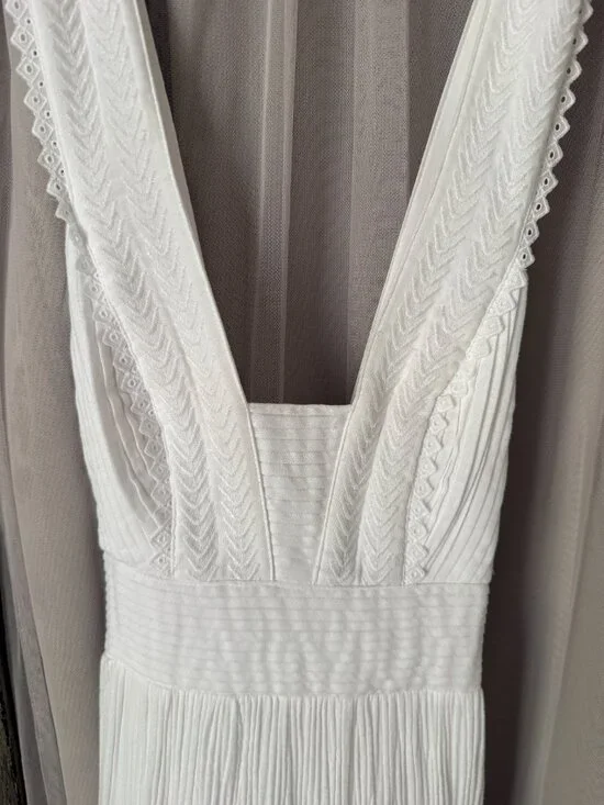 Magaschoni Lulu White Cotton Maxi Dress Women's Sz 6 - Picture 7 of 9